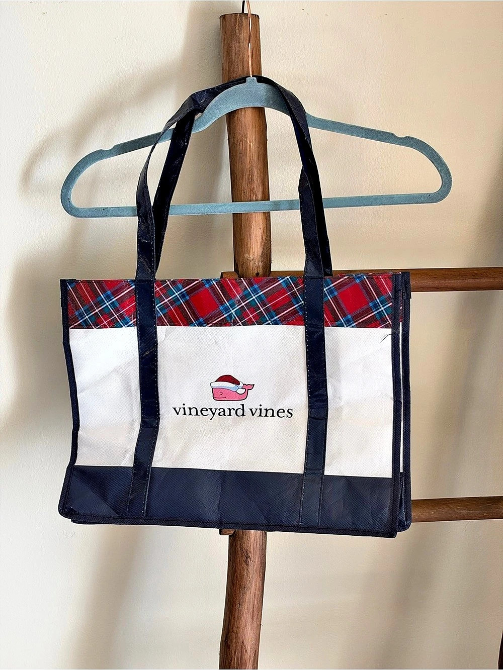 vineyard vines Plaid Tote in Blue & Red